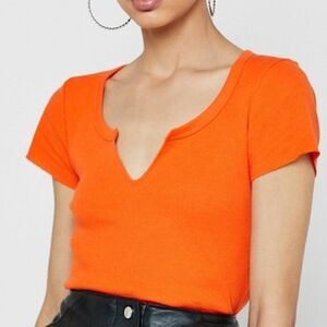 💝(3/$25) TOPSHOP | Orange notch neck cropped tee